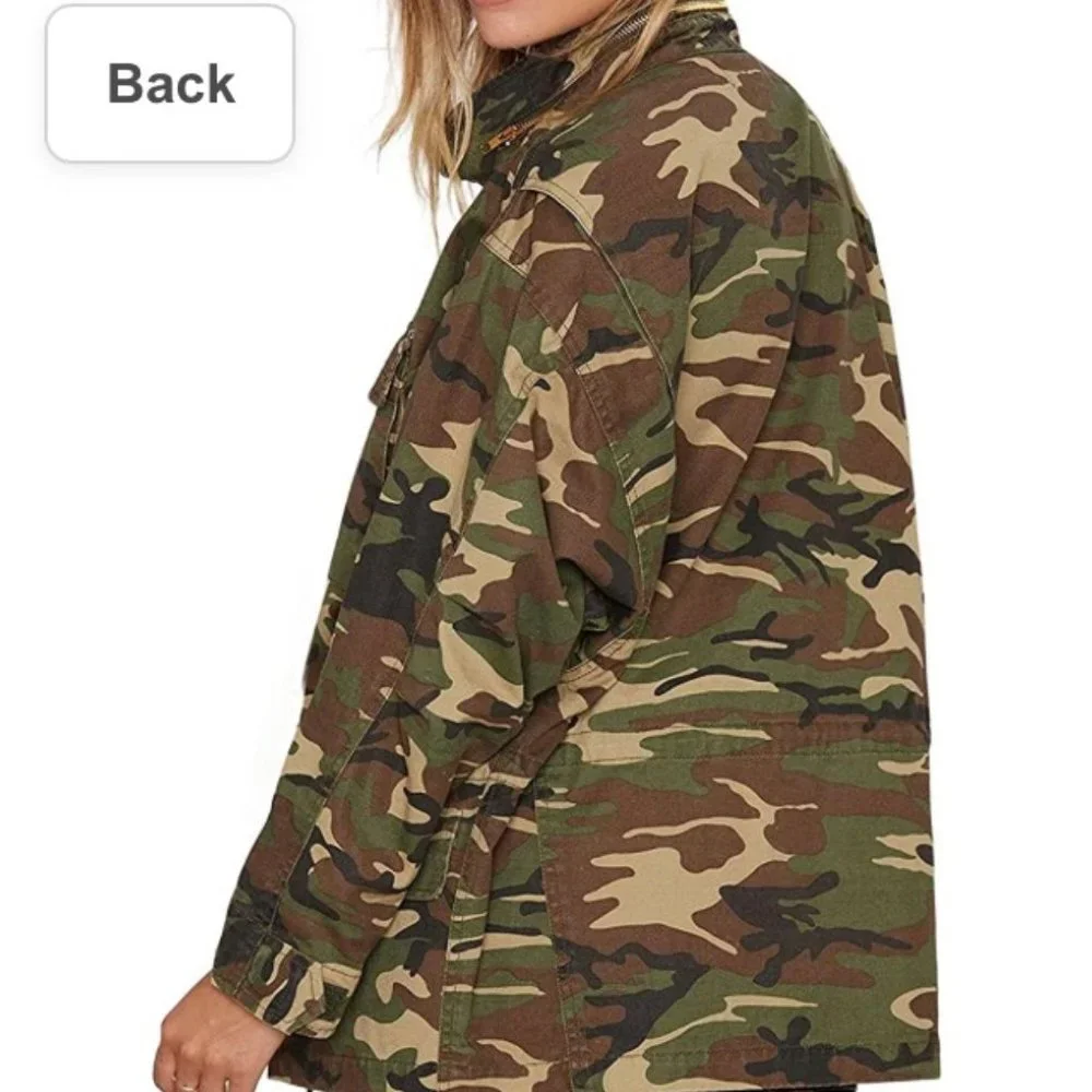 Sz M Asmax Haoduoyi Brown & Green Boho Camo Jacket - Picture 2 of 16